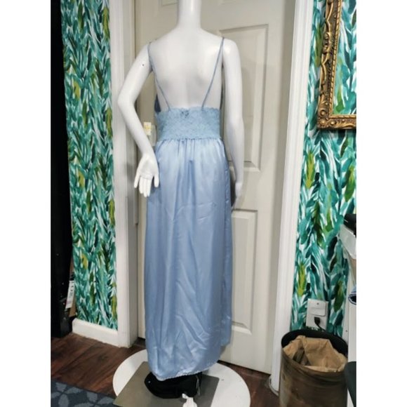 NWT Vintage Jennifer Moore Lace Trim Long Gown Satin M - Picture 2 of 8